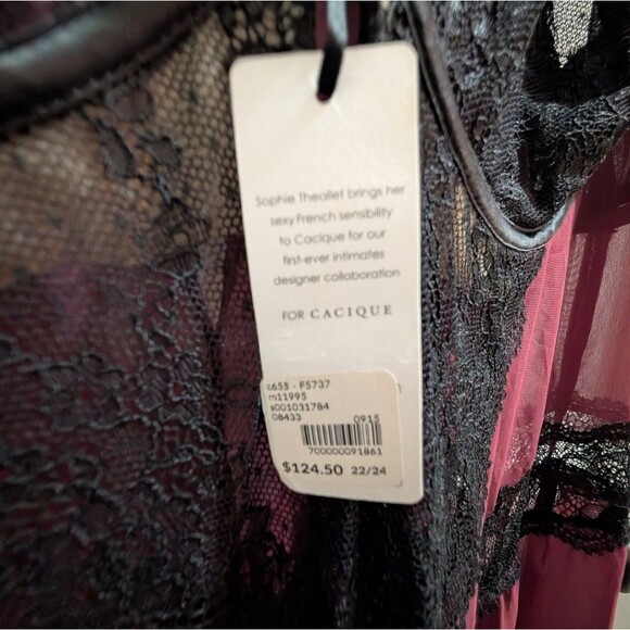 NWT Cacique Sophie Theallet Designer Lingerie Gown Lace Burgundy 22/24 - Picture 4 of 12